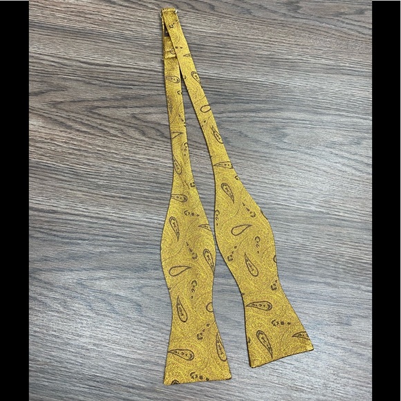 Robert Talbott NWT Gold Paisley Bowtie Bow Tie - Picture 1 of 3